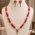 Red Beaded Necklace Set with Earrings for Women Elegant Jewellery Collection