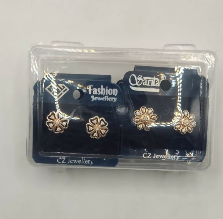 Rose Gold Stud Earrings Combo: Heart, Butterfly, Flower for women and girls Combo Pack of 4