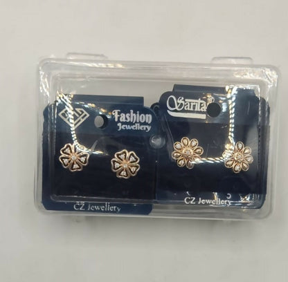 Rose Gold Stud Earrings Combo: Heart, Butterfly, Flower for women and girls Combo Pack of 4