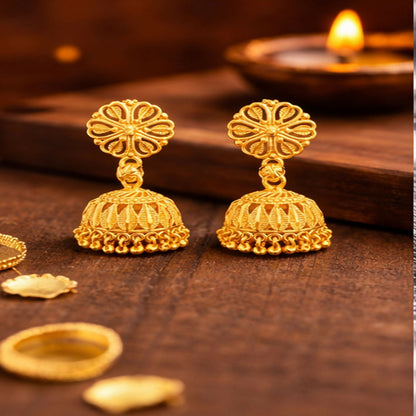 Traditional Gold Plated Jhumka Earrings for Women