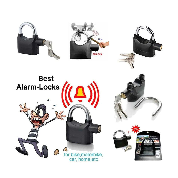 0185a Security Alarm Lock System | Waterproof Black Anti-theft Siren 110dba alarm anti Padlock FoR Bike | Door Window | Battery  padlock