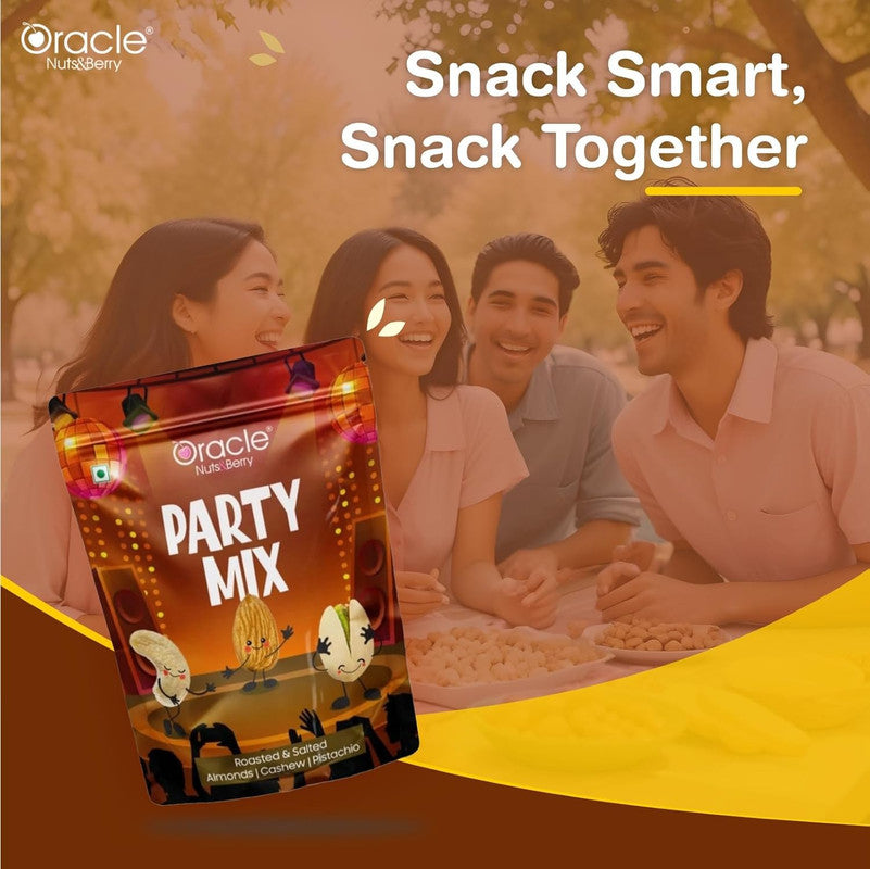 Oracle Party Mix – Roasted & Salted Almonds, Cashews & Pistachios Blend Dry Fruits Snack (200gm)