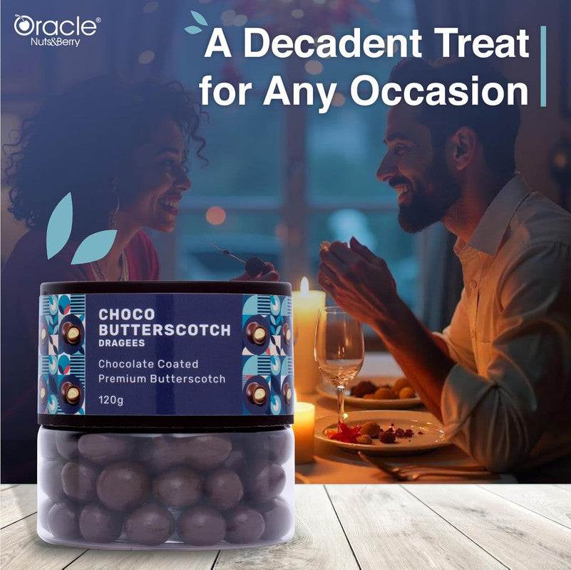 Oracle Nuts & Berry Choco Butterscotch Dragees – Premium Chocolate Coated Butterscotch Treats (120gm)