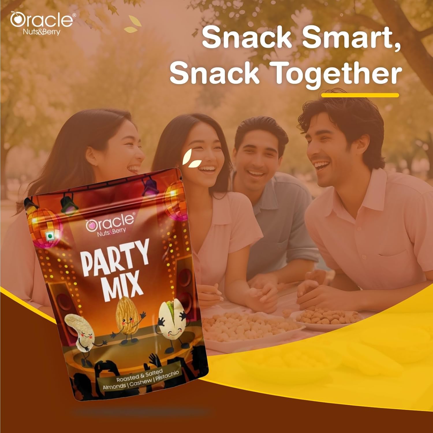 Oracle Party Mix – Roasted & Salted Almonds, Cashews & Pistachios Blend (200gm)