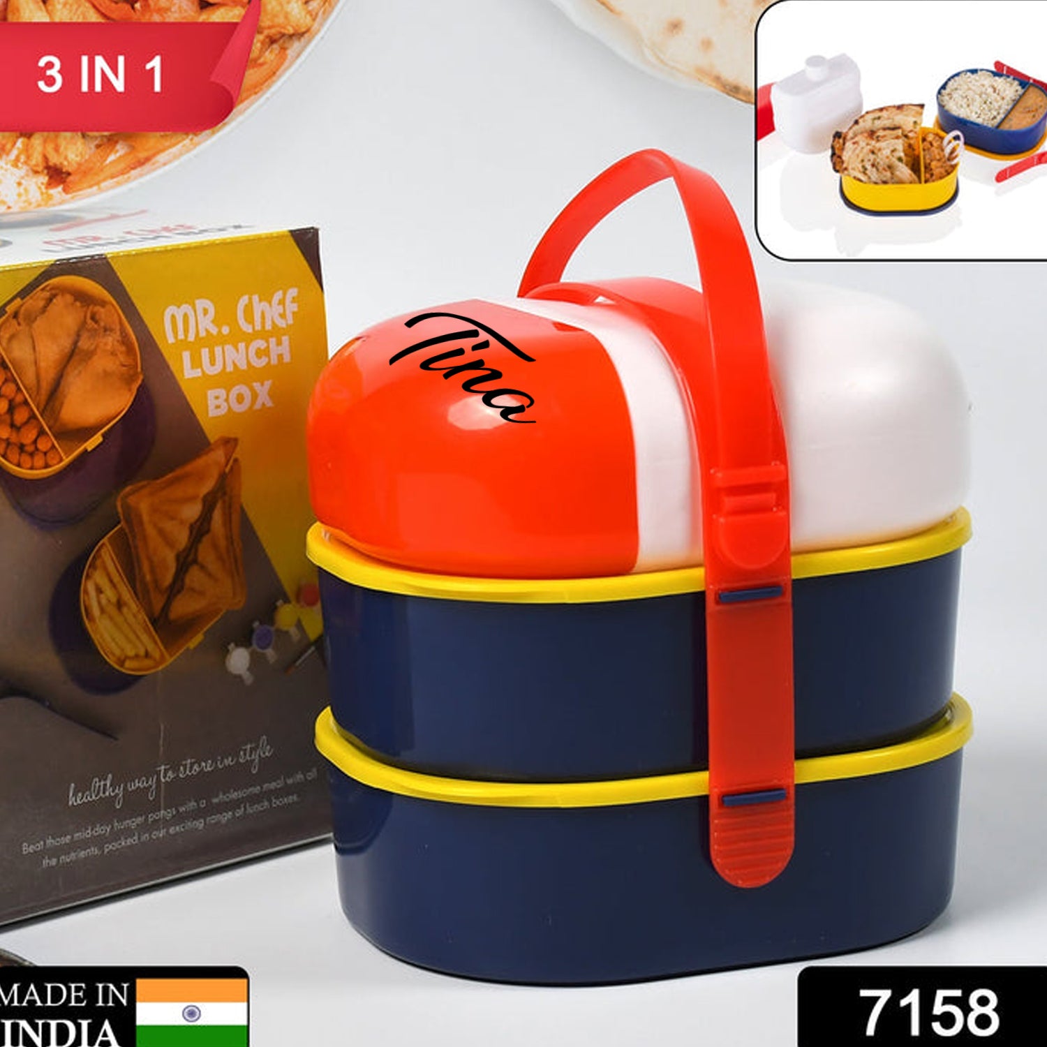 Lunch box with strap handle