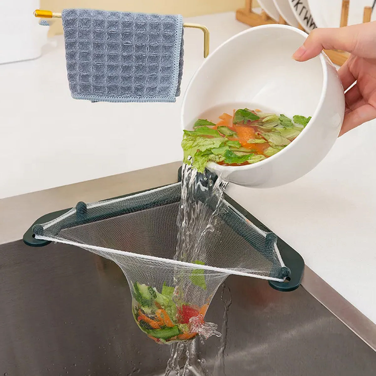 1pc, Kitchen Sink Drain Rack with Sponge Brush Holder - Efficient Drainage  Basket for Food and Waste Catcher - Essential Kitchen Gadget and Accessory