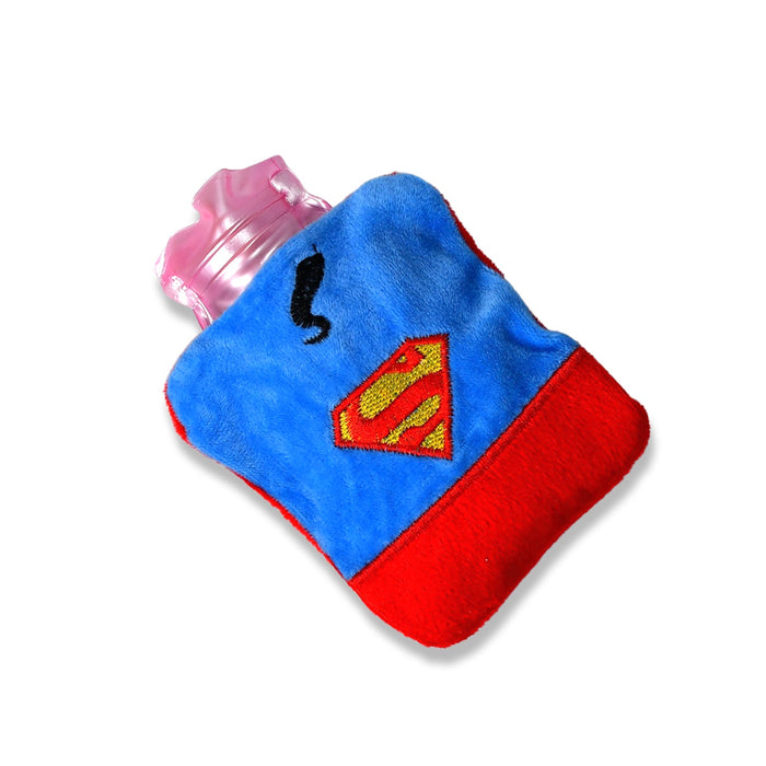 Superman Print Small Hot Water Bag with Cover for Pain Relief