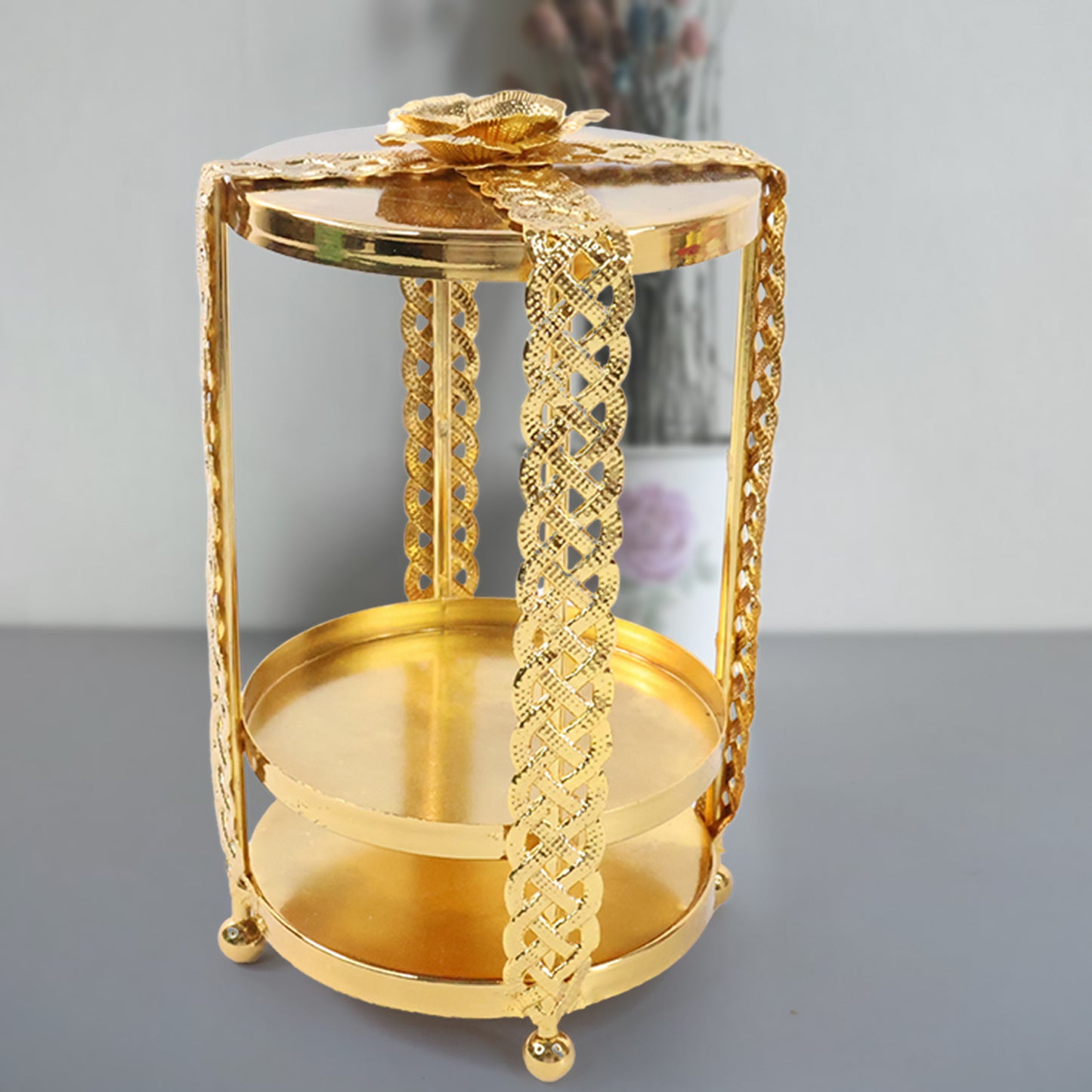 Multipurpose Golden Metal Candle Stand showpiece (1 Pc)