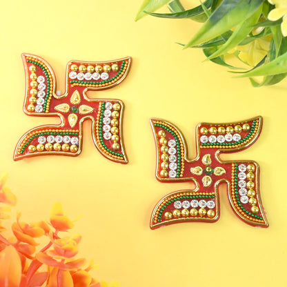 Swastik Decorative Sticker – Traditional Acrylic Pooja Décor Set