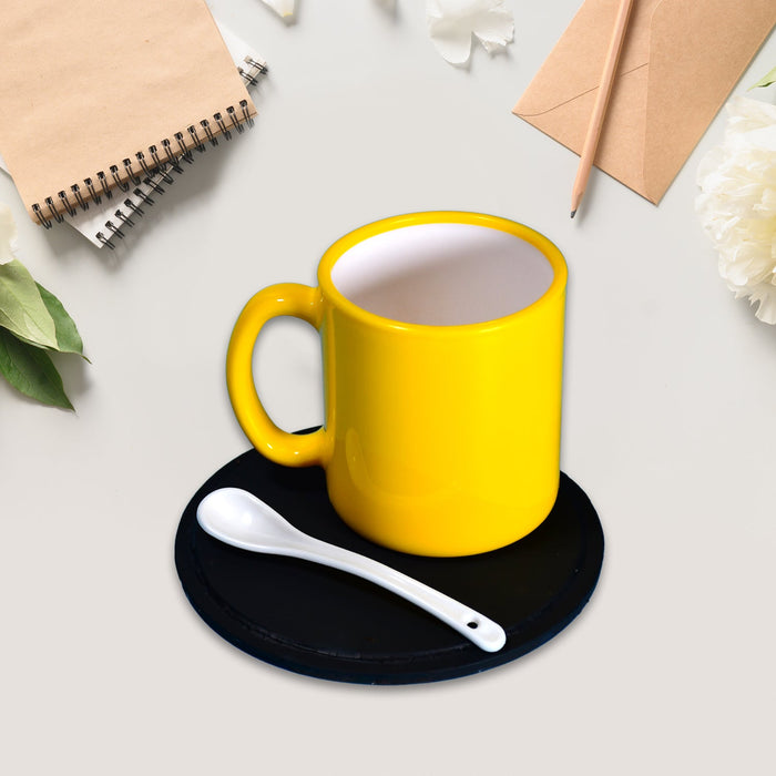 Coffee Mug With Spoon Ceramic Mugs to Gift your Best Friend, Tea Mugs Coffee Mugs Microwave Safe. (Mix Colors / With Color Box)
