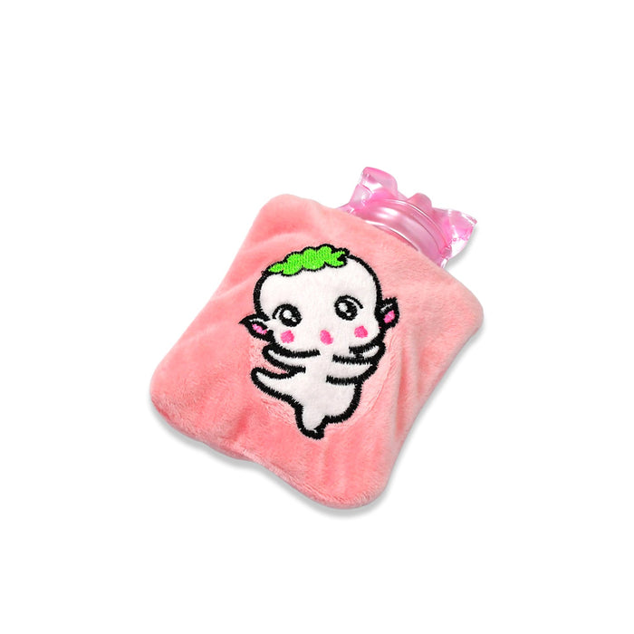 Pink Cartoon Small Hot Water Bag with Cover for Pain Relief