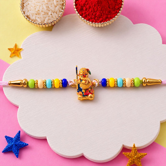 Hanuman Ji Rakhi – Colorful Beads with Soft Thread for Bhaiya