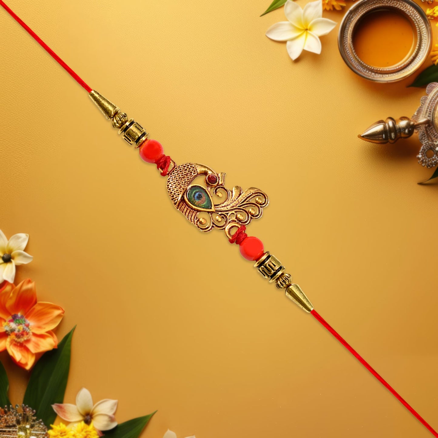 Raksha Bandhan Gift Combo for Brother – 3 Designer Rakhis, Mini Fragrance Set & Car Phone Holder