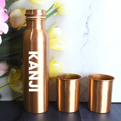Customized Copper Water Bottle 2 Glasses with Gift Box (3 Pcs Set)