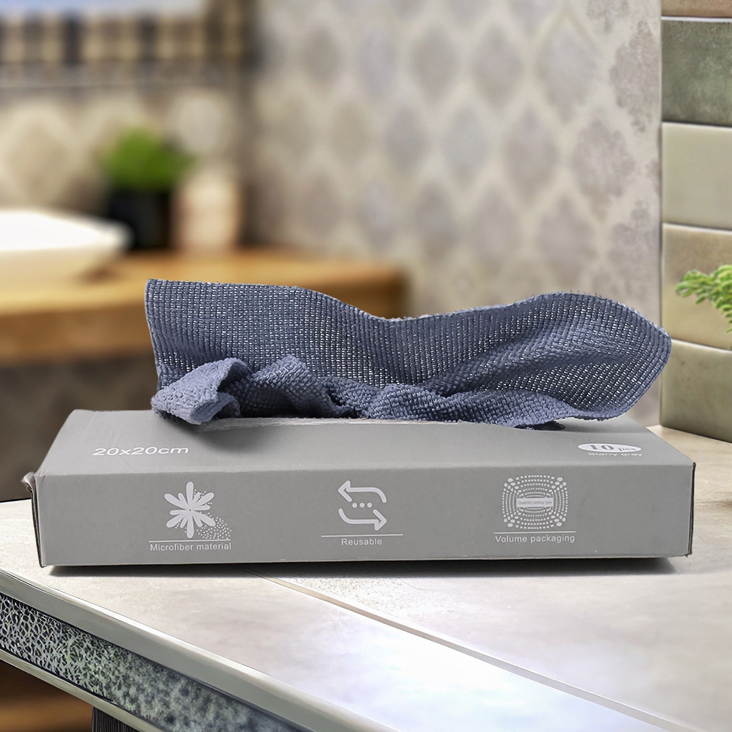 Reusable Cleaning Microfiber Towel (10 sheets, Dispenser Box) – DeoDap