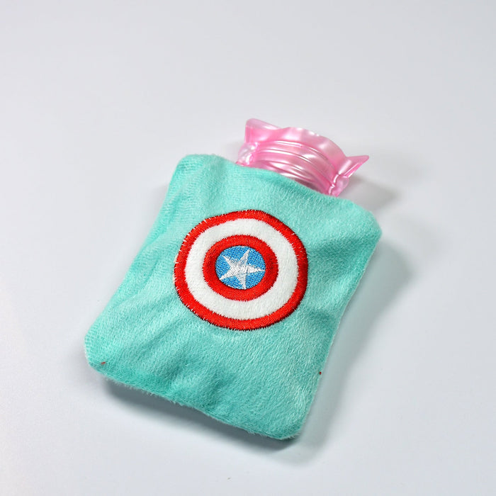 6517 Captain America's Shield small Hot Water Bag with Cover for Pain Relief, Neck, Shoulder Pain and Hand, Feet Warmer, Menstrual Cramps.