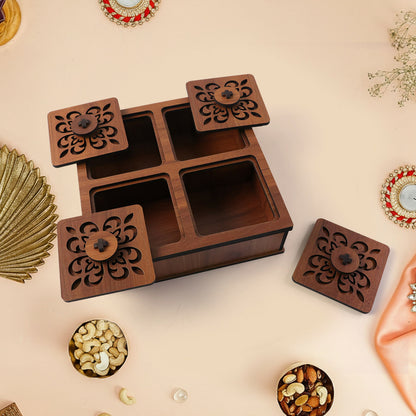 Premium Square Decorative Dry Fruit & Mukhwas Storage Box