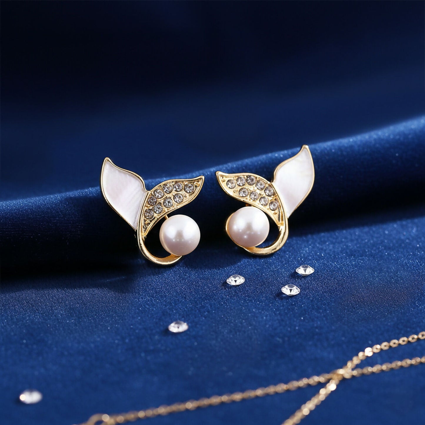 Korean Style Pearl Leaf Stud Earrings for Women & Girls | Elegant Gold Plated Designer Fashion Jewellery