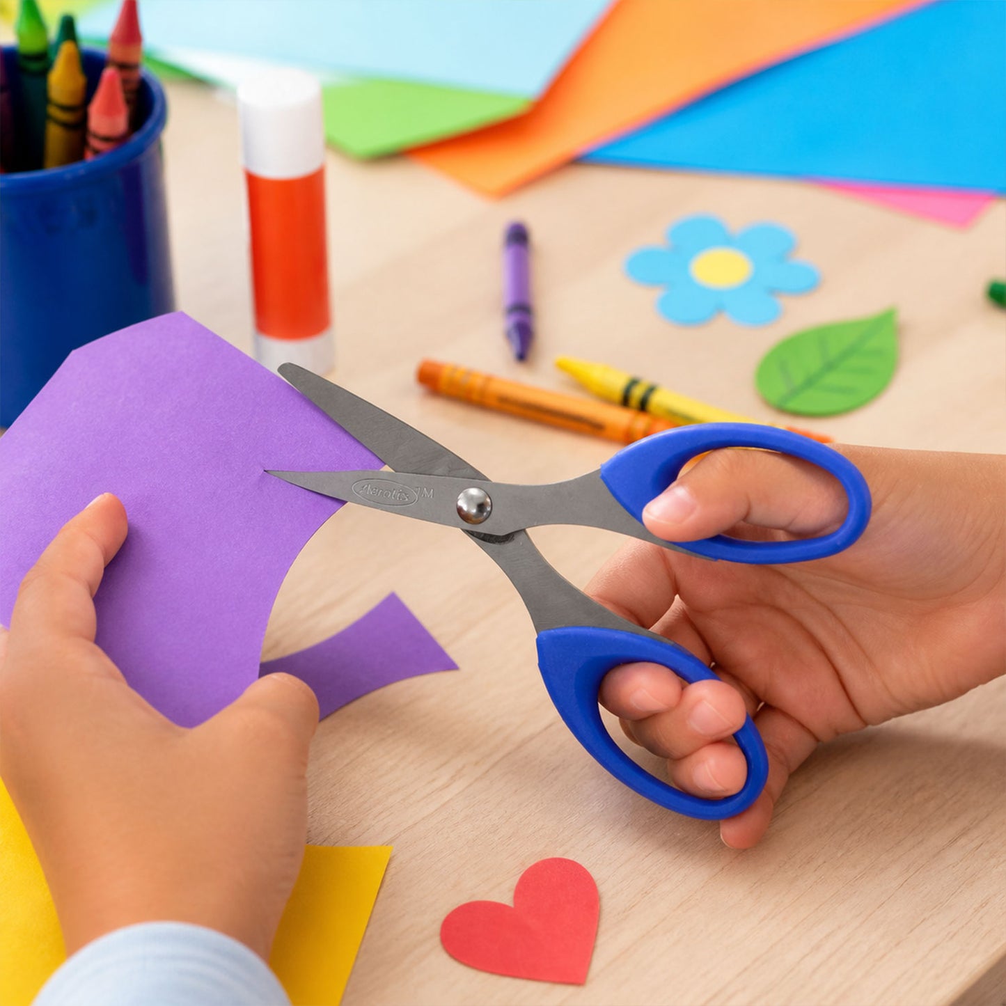 Small 4.75 Inch Stainless Steel Scissors with Easy Grip Handles for School & Craft