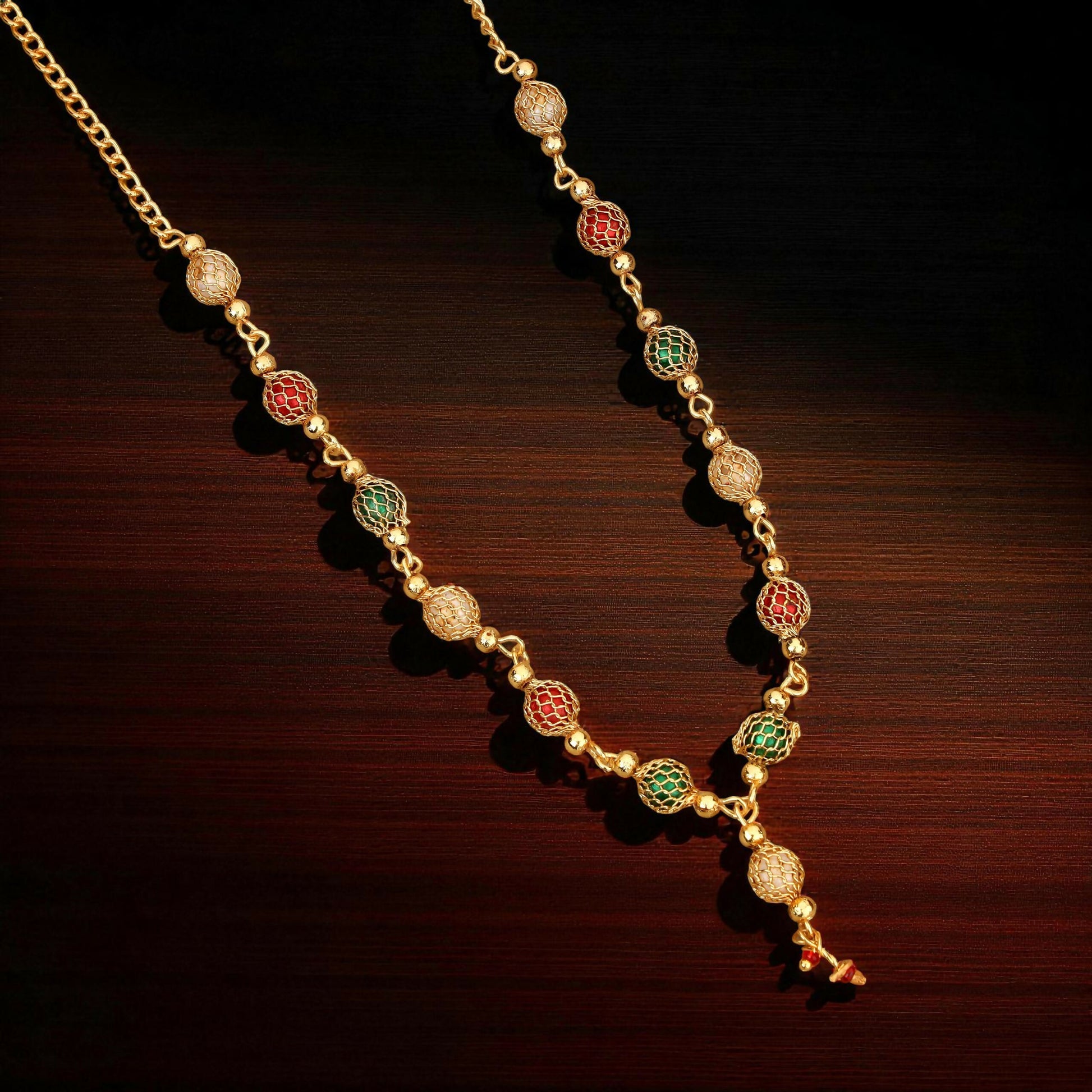 Rose Gold-Toned Pave AD Tassel Choker Set