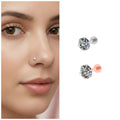 Rose Gold & Silver Nosepin Stud – Comfortable Flat Back Labret Combo