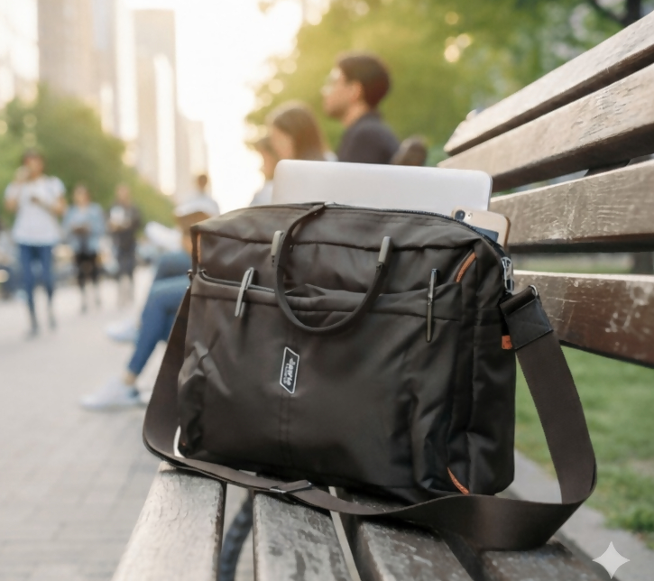 Large spacious crossbody messenger bag in navy blue ideal for work and travel