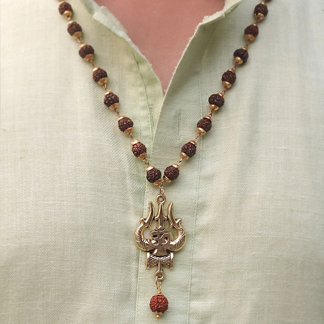 OM Shiva Trishool Rudraksha Necklace 54 Beads