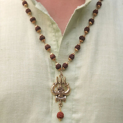 OM Shiva Trishool Rudraksha Necklace 54 Beads