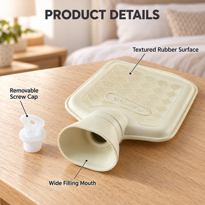Rubber Hot Water Bag with Diamond Texture and Removable Screw Cap (1 Pc)