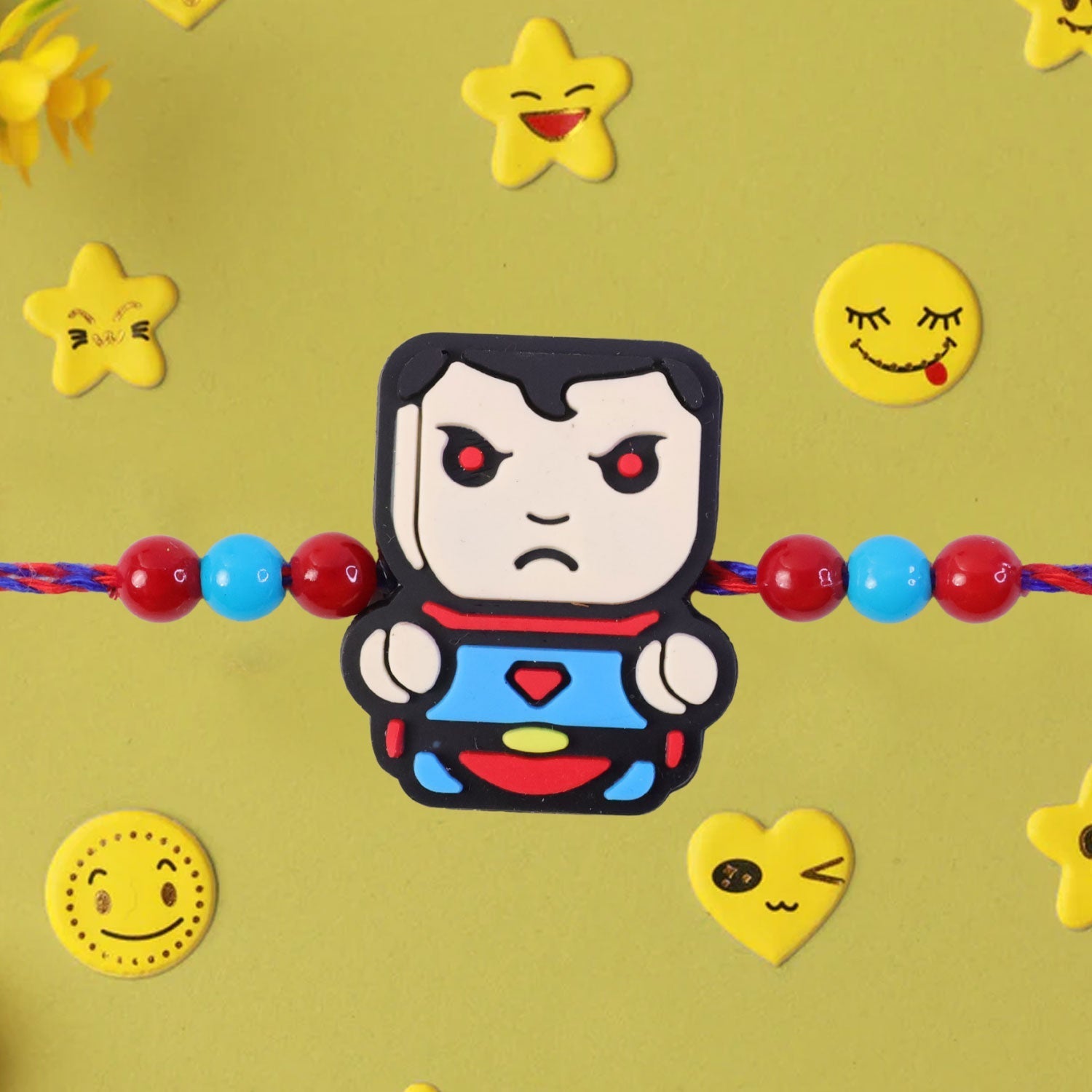 Superhero Rakhi for Brother Cartoon Character Kids Beaded Design (5pcs)