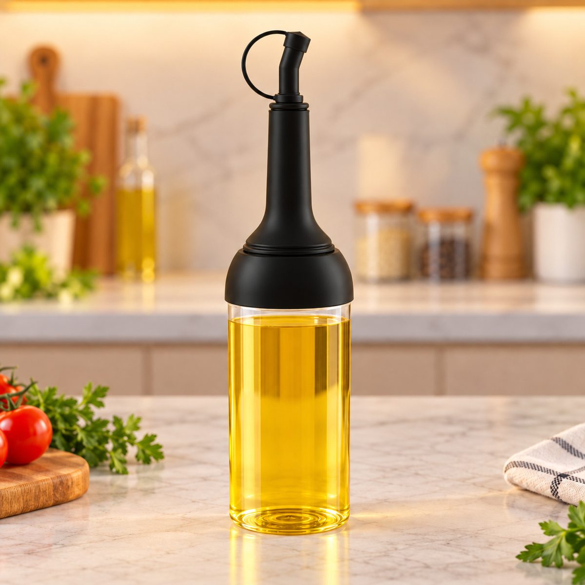Plastic Oil Dispenser Bottle with Long Pouring Spout (500 ml, 1 Pc)