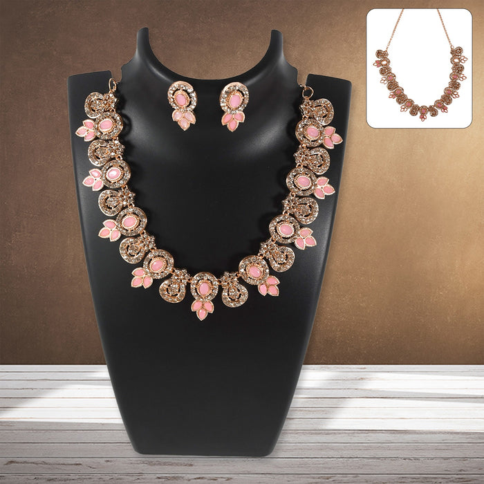 Pink & White Diamond Necklace Set