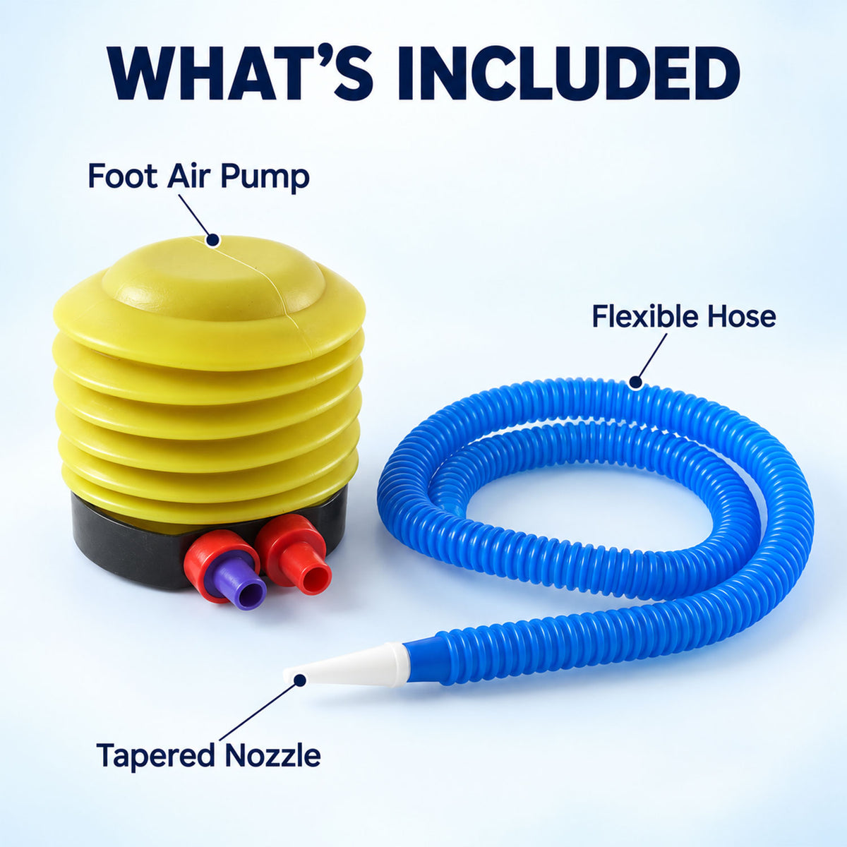 Manual Foot Press Air Pump with Flexible Hose and Tapered Nozzle (1 Pc)