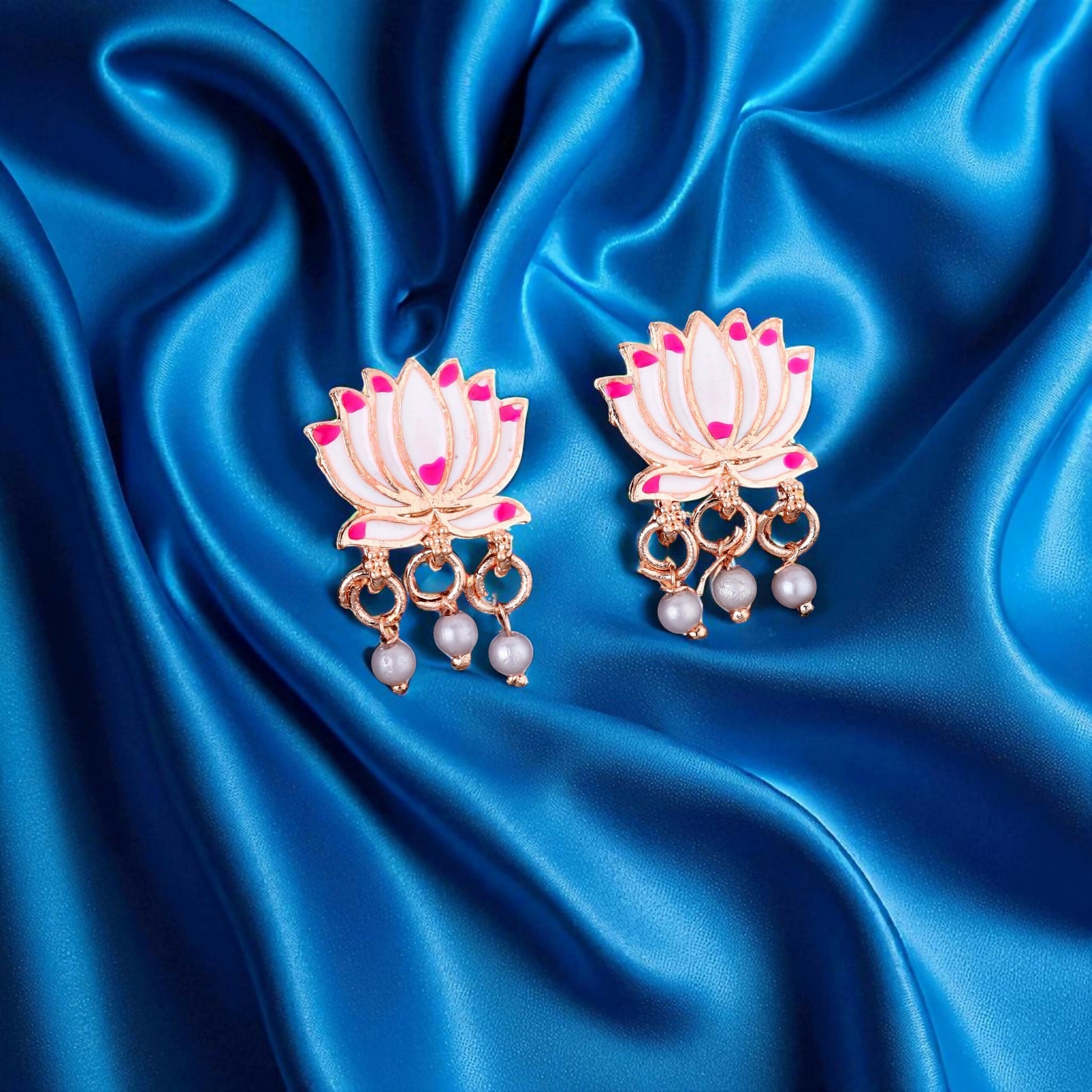 Elegant Gold-Toned Pearl & American Diamond Cluster Choker Set