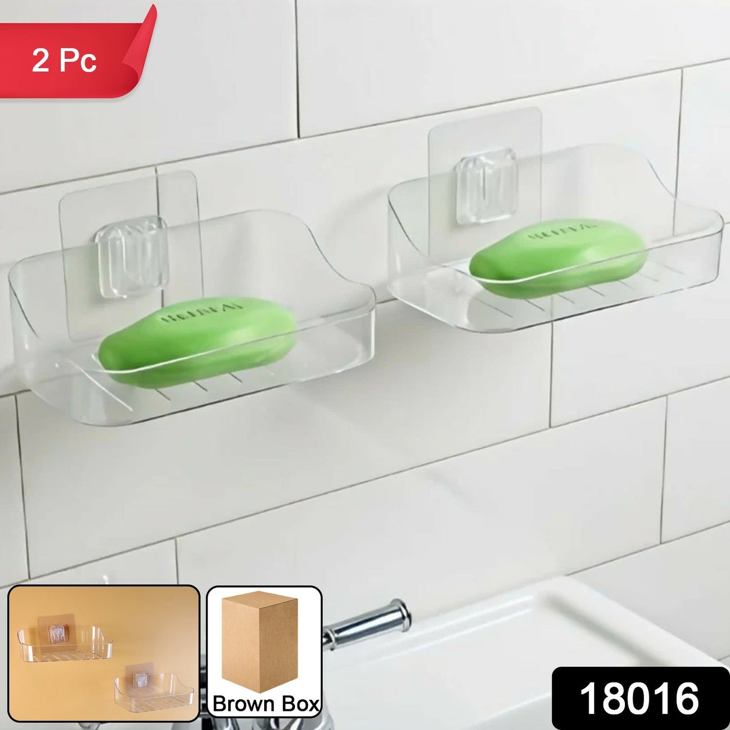 Wall-Mounted Transparent Soap Dish Holder Set