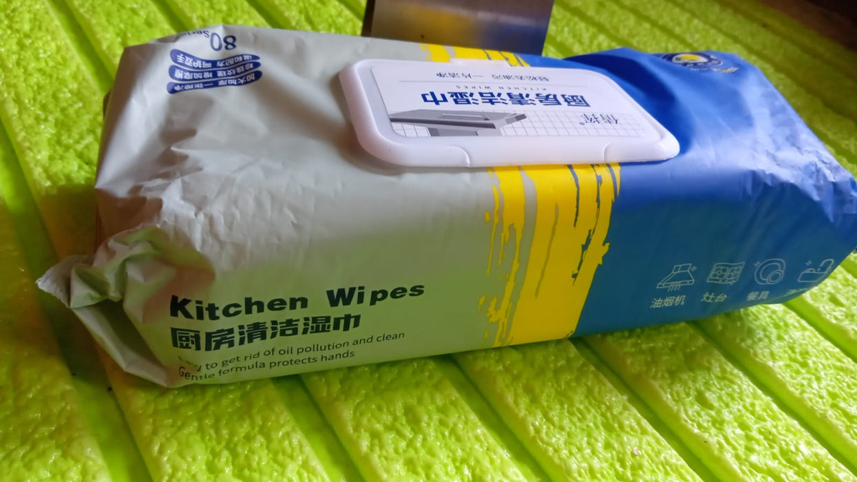 Kitchen Cleaning Wipes | Strong Decontamination Kitchen Wipes | Disposable Kitchen Wet Wipes Household Cloth Towel For Removing Grease Stains And Cleaning Glass (Pack of 80 Pcs)