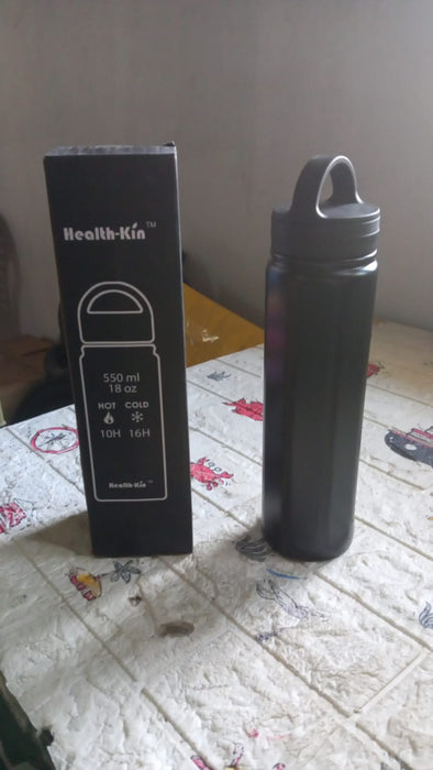 12526 Vacuum Stainless Steel Water Bottle With Carry Handle, Fridge Water Bottle, Leak Proof, Rust Proof, Cold & Hot | Leak Proof | Office Bottle | Gym | Home | Kitchen | Hiking | Trekking | Travel Bottle (550 ML )