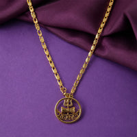 Gold Finish Mahakal Trishul Damru Pendant Chain for Men & Women