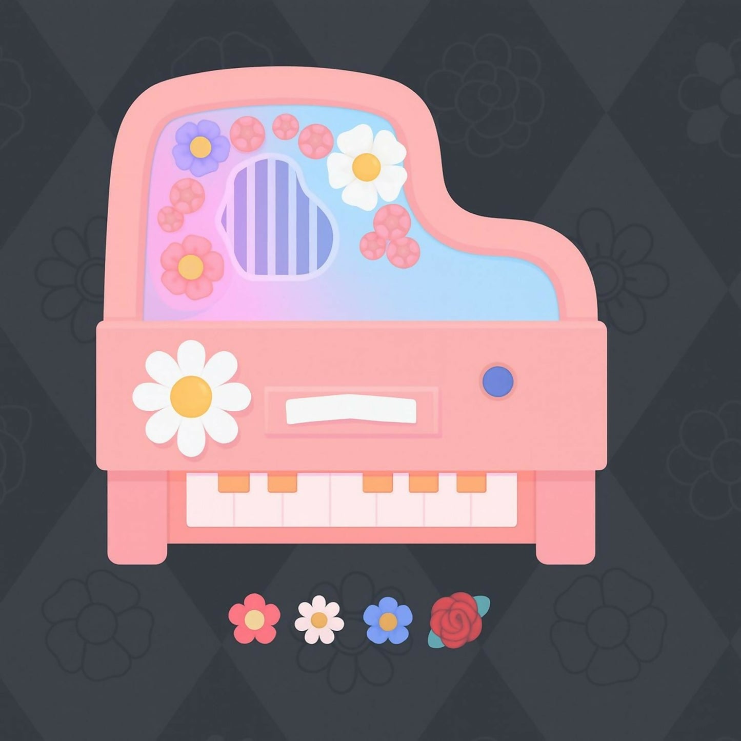 Pink Piano USB Mini Humidifier with Night Light for Bedroom & Kids Room