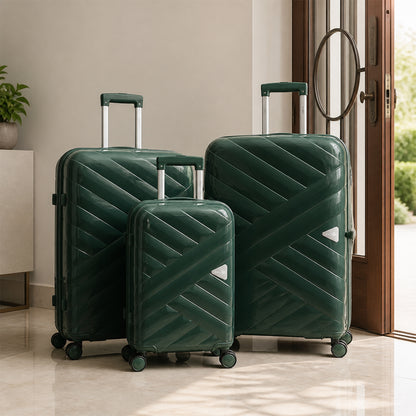 Green Premium Travel Trolley Suitcase with 360° Wheels, TSA Lock & Pull Handle
