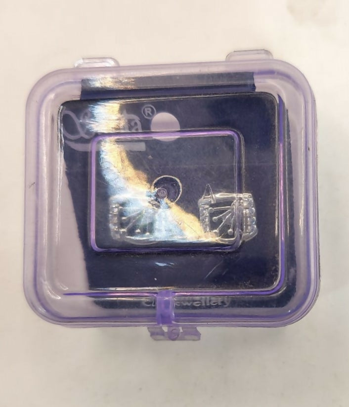 Rhodium Plated AD Crown Stud Earrings - Anti-Tarnish, Daily Wear for women and girls