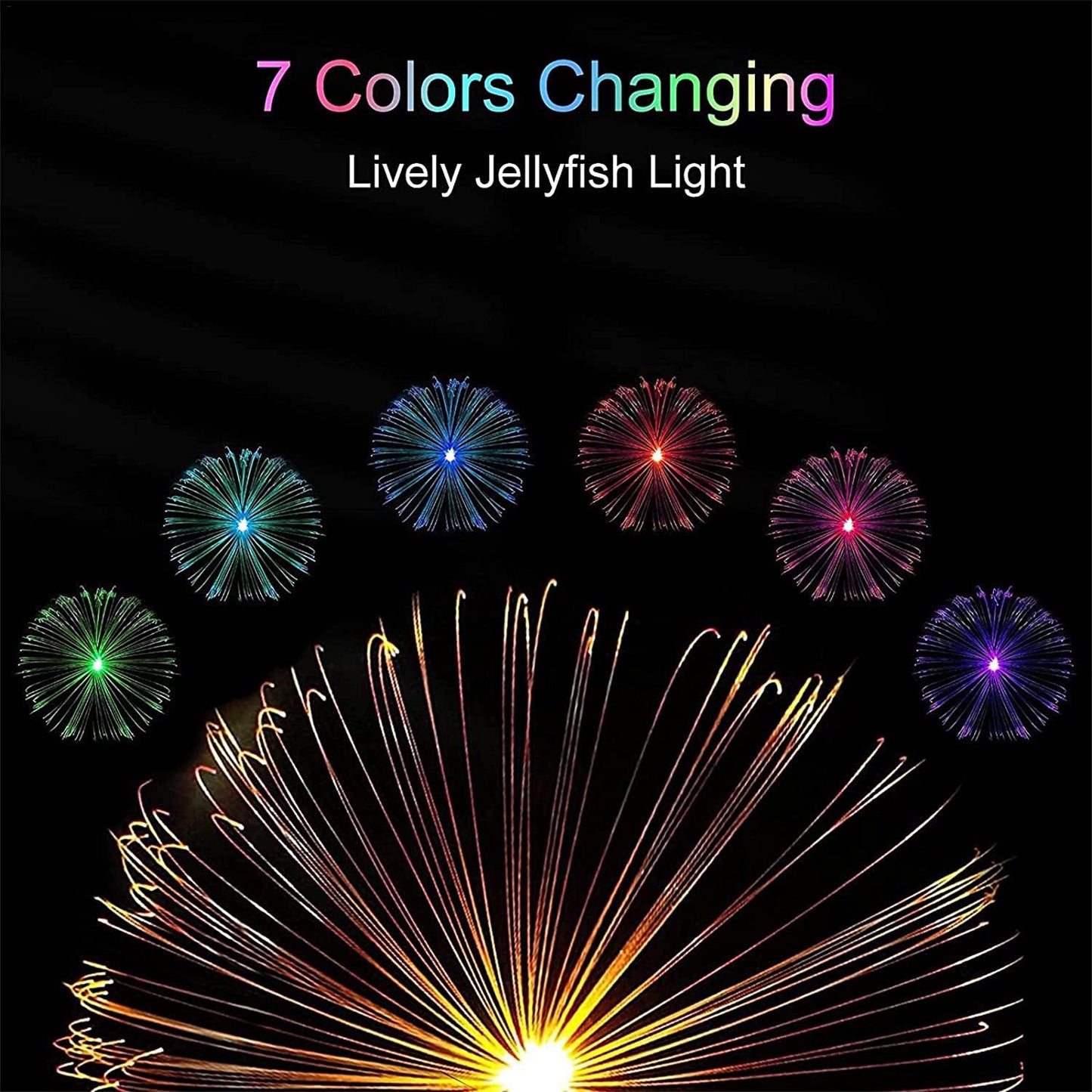 Solar Outdoor Lights – 7-Color Waterproof Jellyfish Like Firework Home Decor (2pcs)