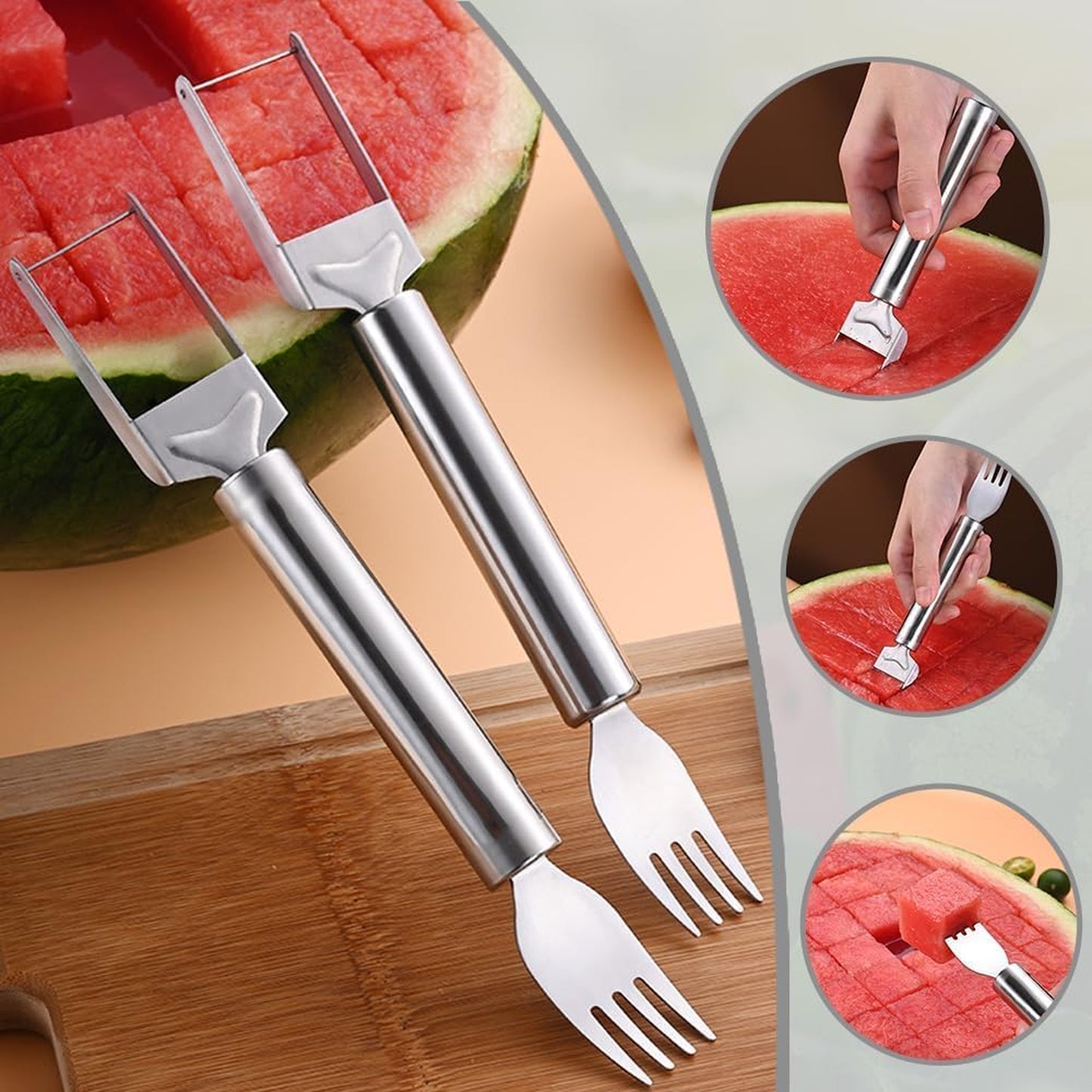 Steel 2 in 1 watermelon slicer cutter