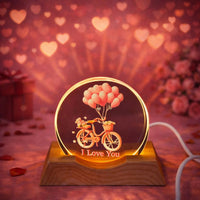 Romantic 3D Acrylic LED Night Lamp with Wooden Base for Bedroom & Gifting