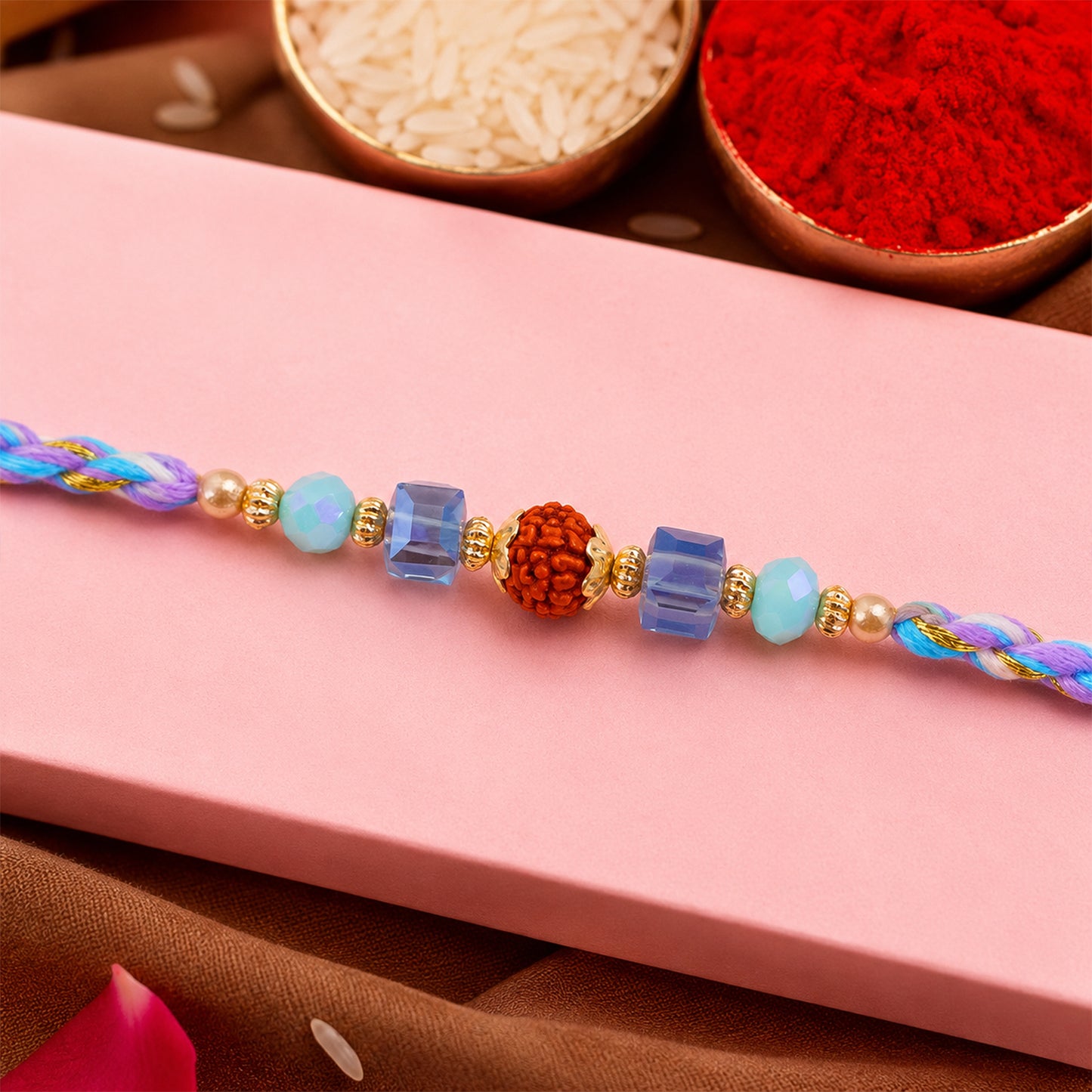 Beautiful Sparkle Designer Rakhi with Stone Work, Sleek Thread and Premium Look