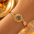 Classic Rakhi with Shri Plaque, ornate work and thread style for Festive Display