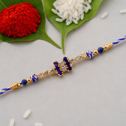 Bold Twin Stone Bar Rakhi with AD Sparkle for Brother (Pack of 6)