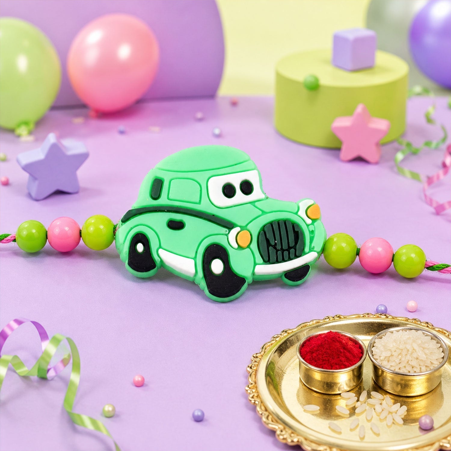 Kids Car Beaded Rakhi Fun Pattern Raksha Bandhan Gift (5pcs)