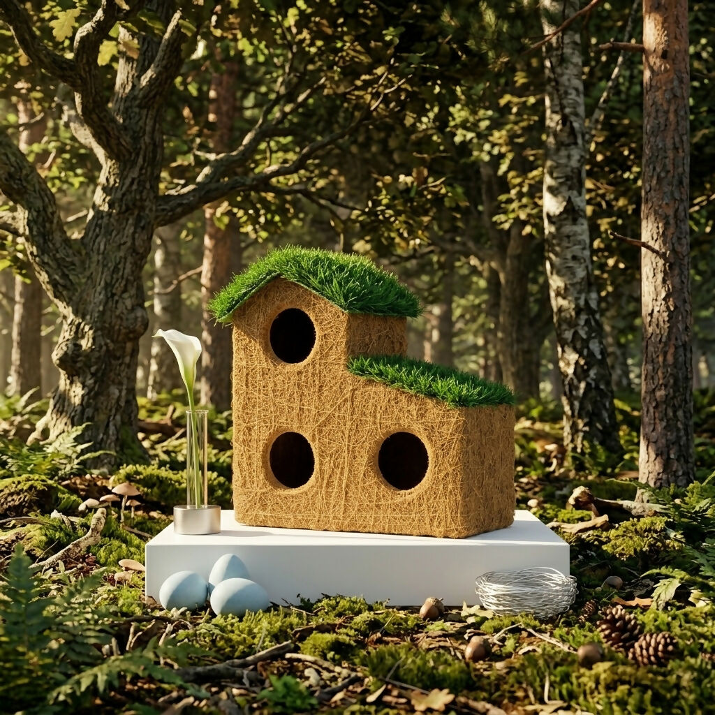 Side angle of EcoCoir multi-level coconut coir bird house