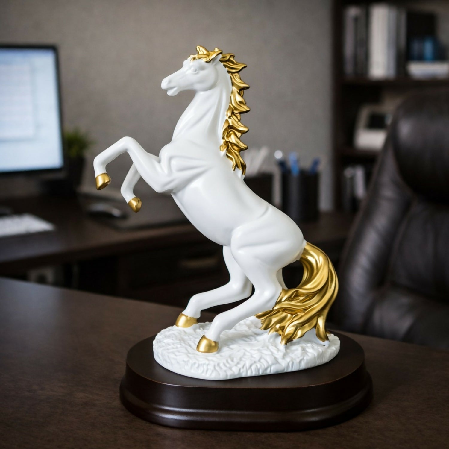Rearing Horse Decorative Showpiece with Metallic Accents for Home & Office Decor